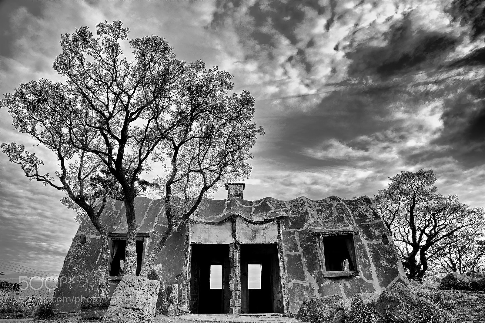 Nikon D500 sample photo. Last house..b&w photography