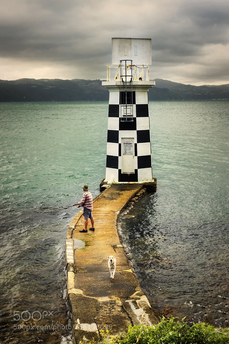 Sony Cyber-shot DSC-RX10 III sample photo. Fisherman and dog photography