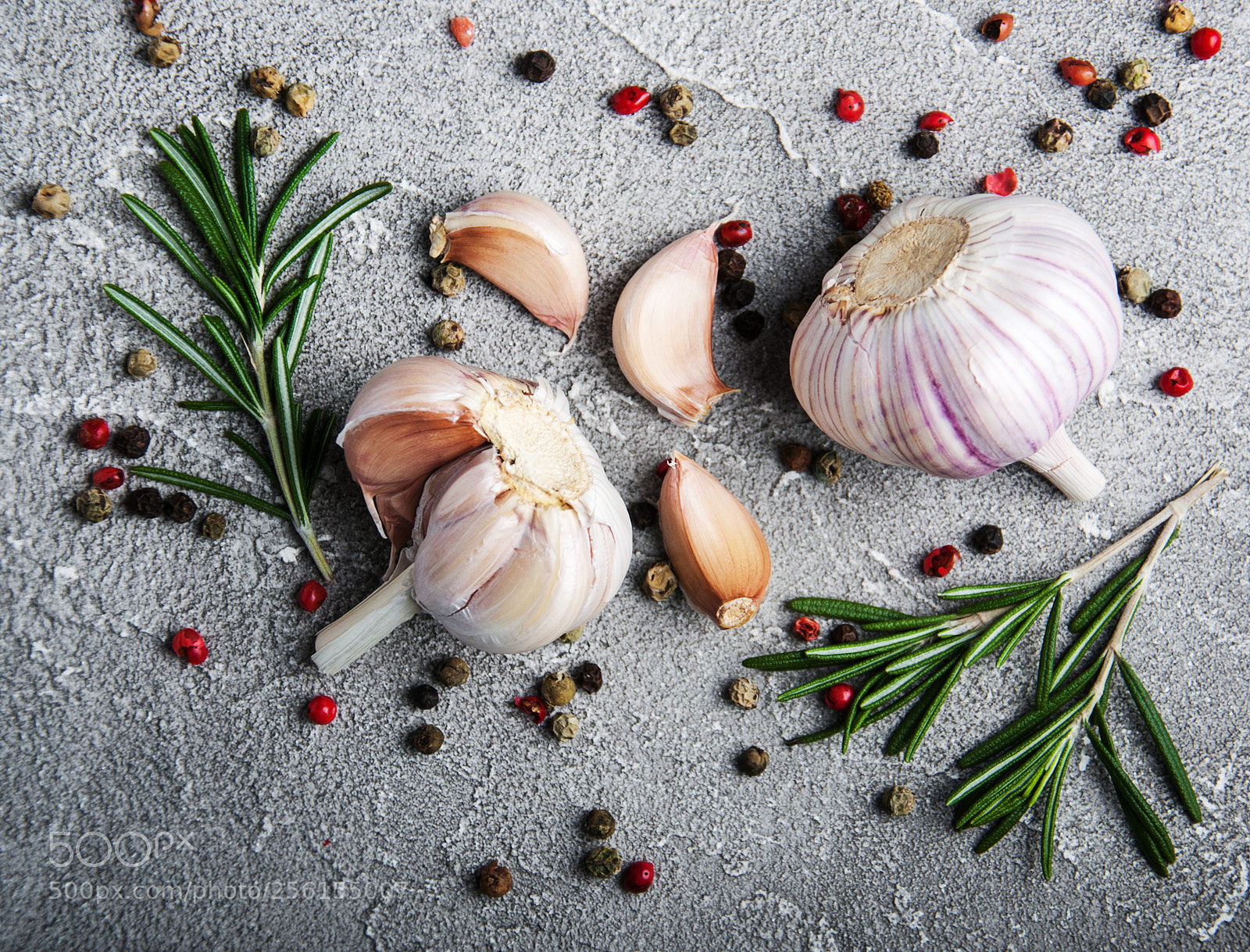 Nikon D90 sample photo. Garlic, pepper and rosemary photography
