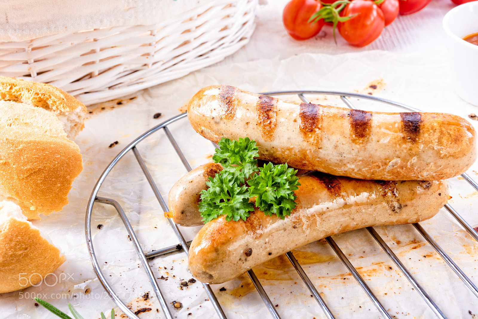 Nikon D810 sample photo. Delicious bratwurst with ketchup photography