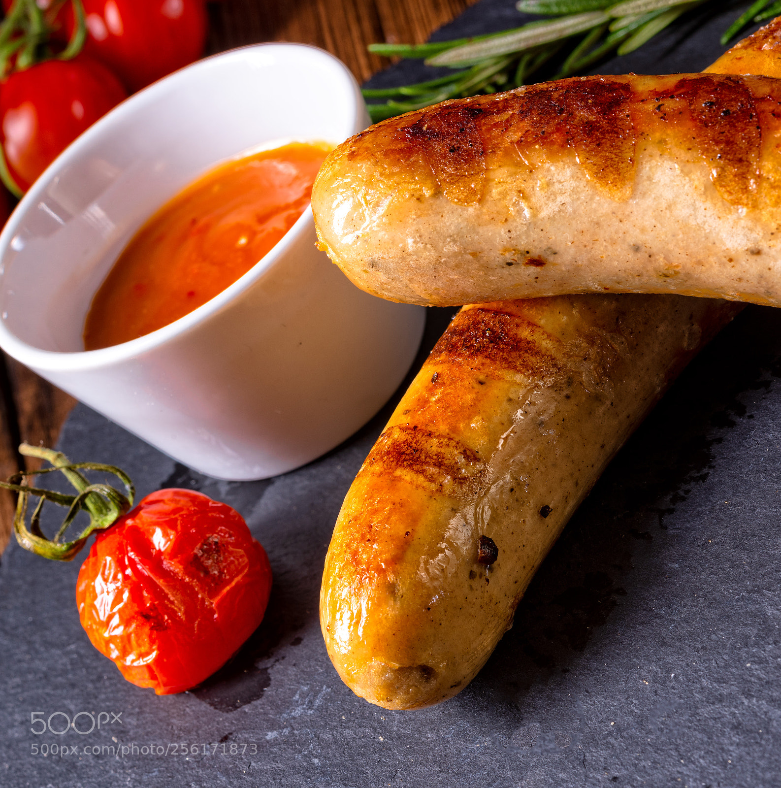 Nikon D810 sample photo. Rustic bratwurst with ketchup photography