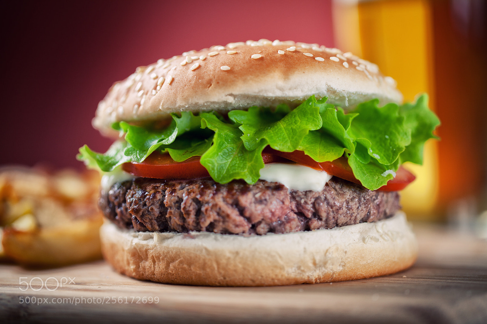 Canon EOS 5D Mark II sample photo. Fresh hamburger with beer photography