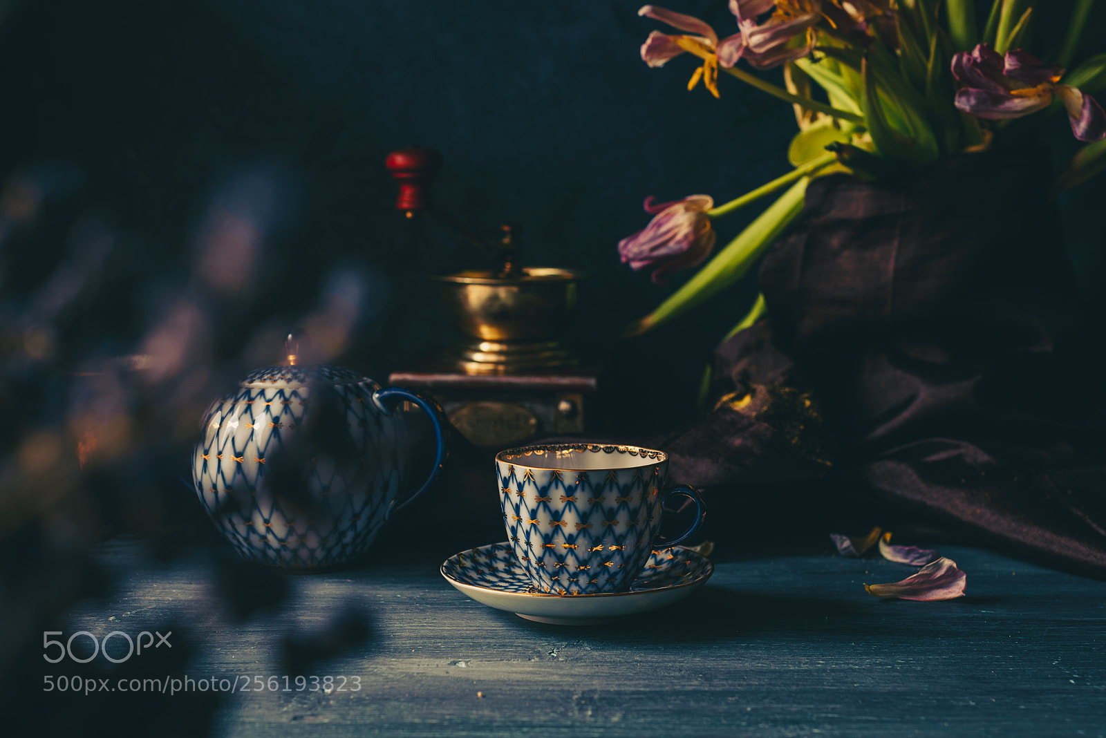 Nikon D600 sample photo. Cobalt net coffee set photography