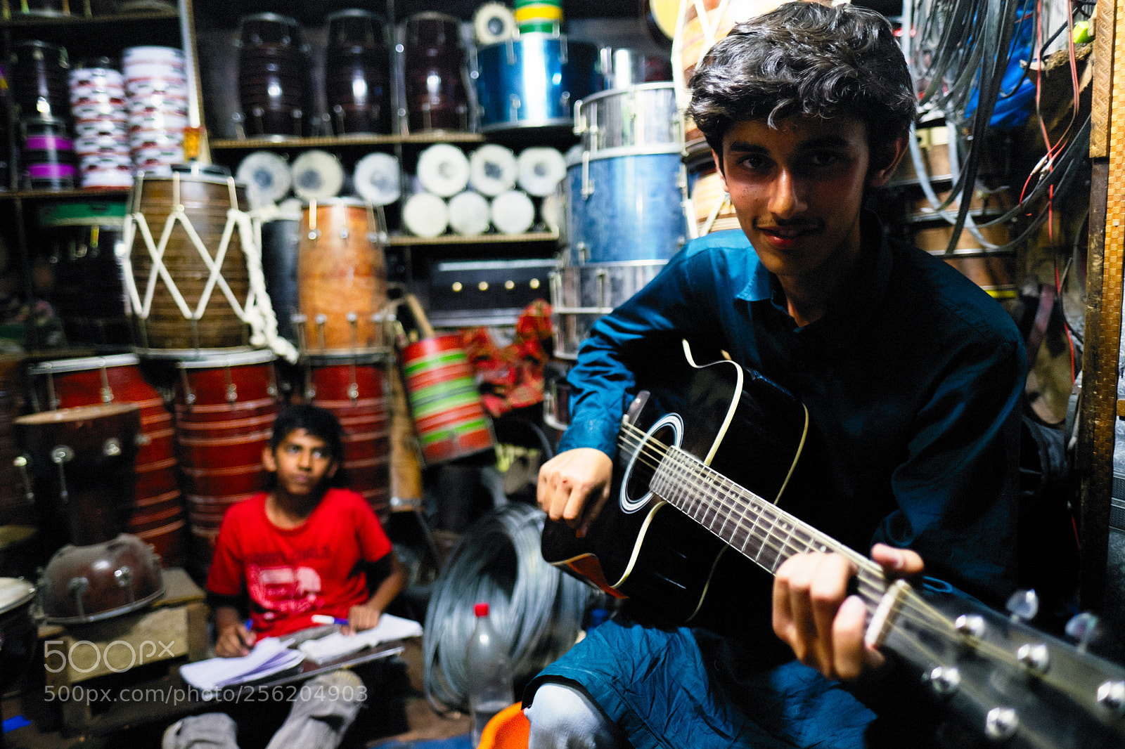 Fujifilm X-E2 sample photo. Guitar & homework photography