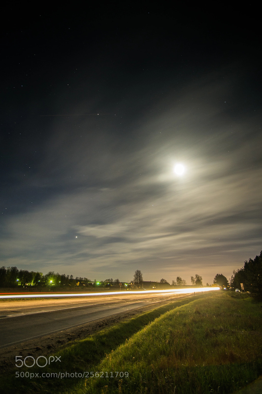 Nikon D3100 sample photo. Highway and the moon... photography