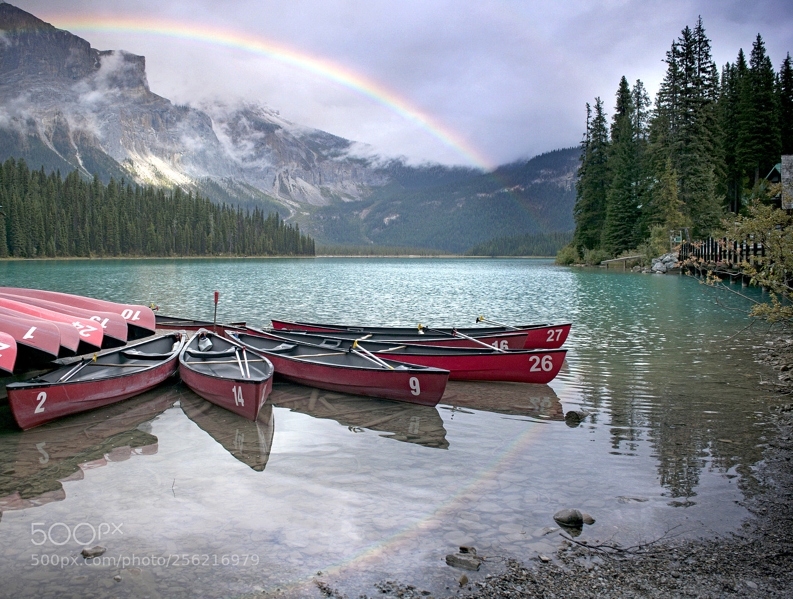 Canon EOS 5D Mark II sample photo. Rainbow over emerald lake photography