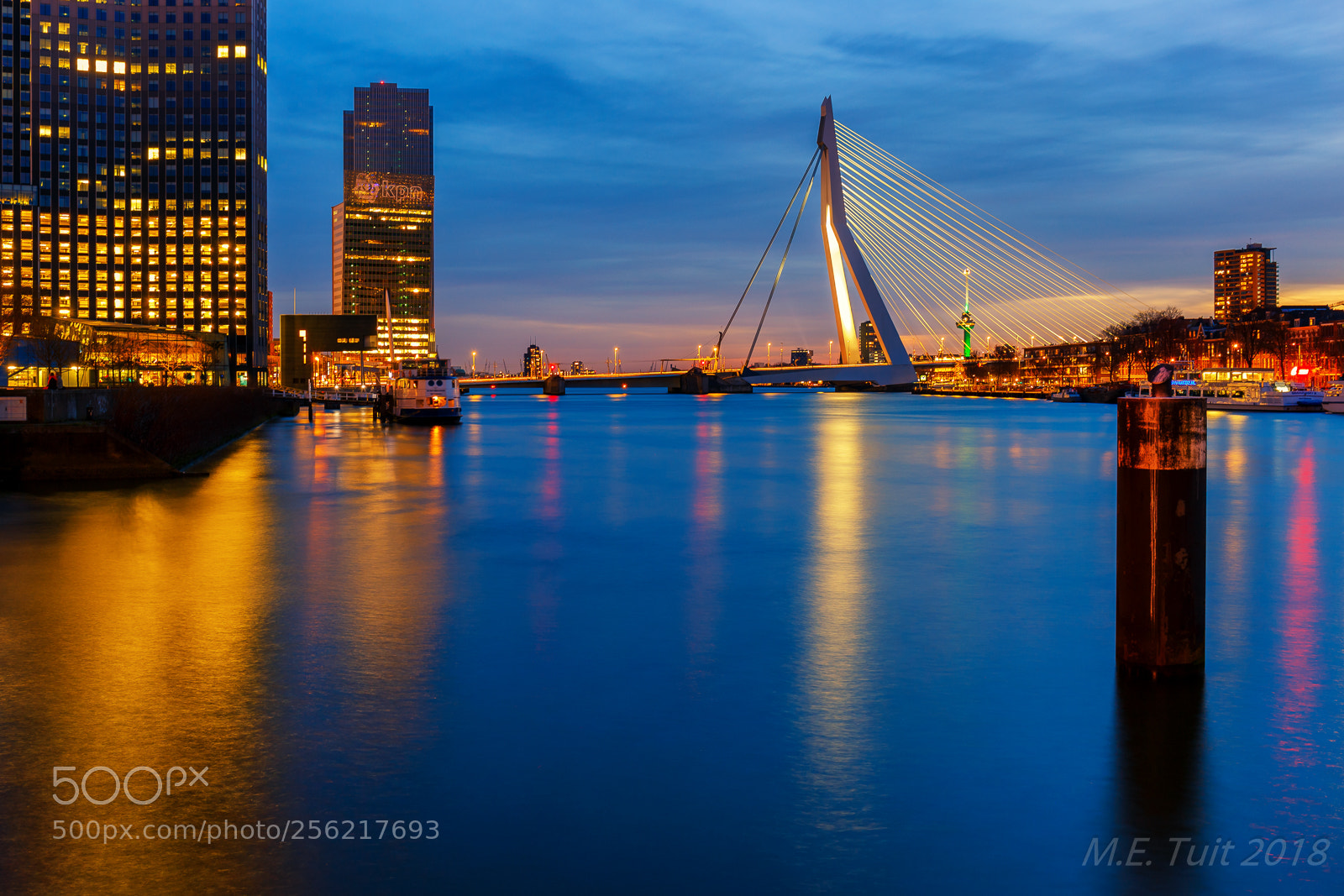 Canon EOS 6D sample photo. Erasmus bridge @ twilight photography