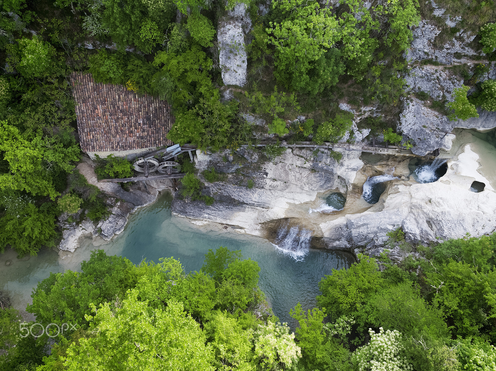 DJI FC6520 sample photo. Watermill and waterfall photography