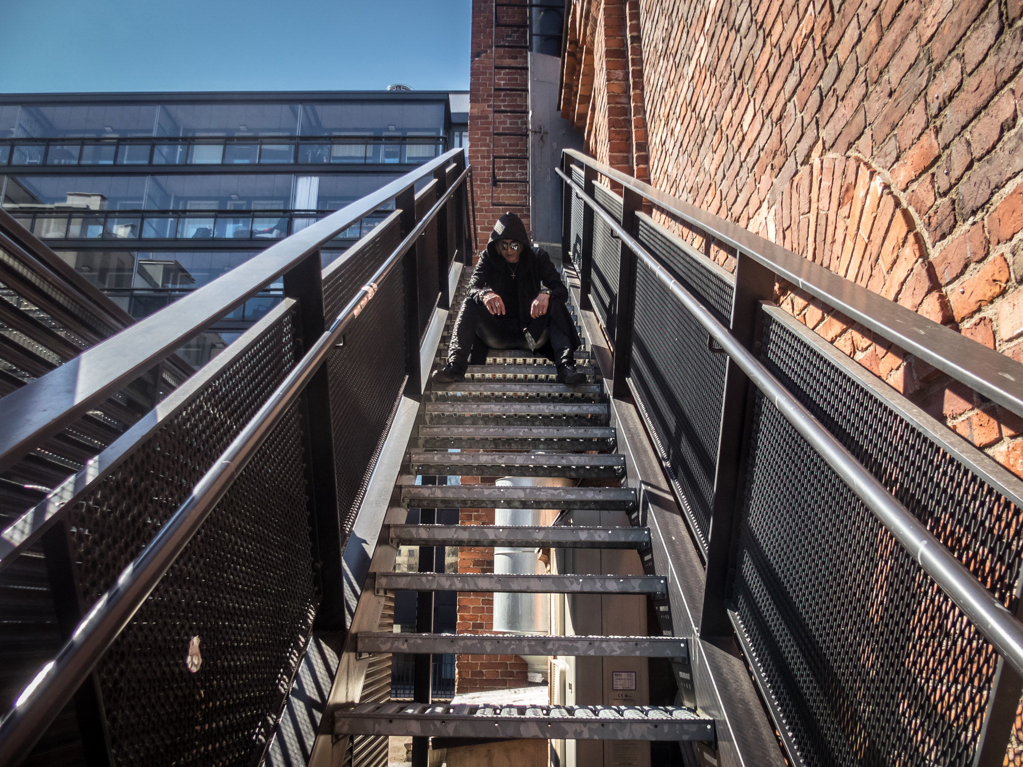 Olympus STYLUS1,1s sample photo. Stairway & man photography
