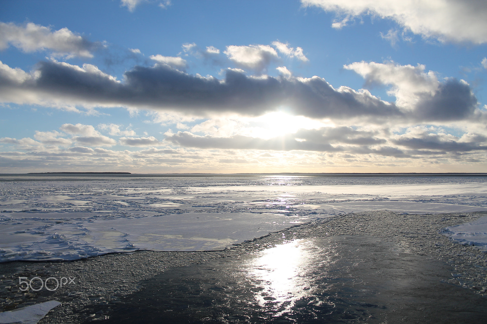 Canon EF-S 18-55mm F3.5-5.6 II sample photo. Sunset and frozen sea photography