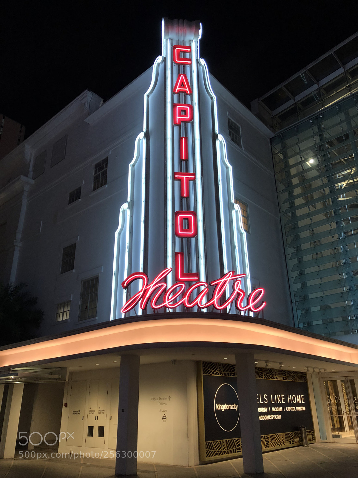 Apple iPhone X sample photo. Capitol theatre at night photography