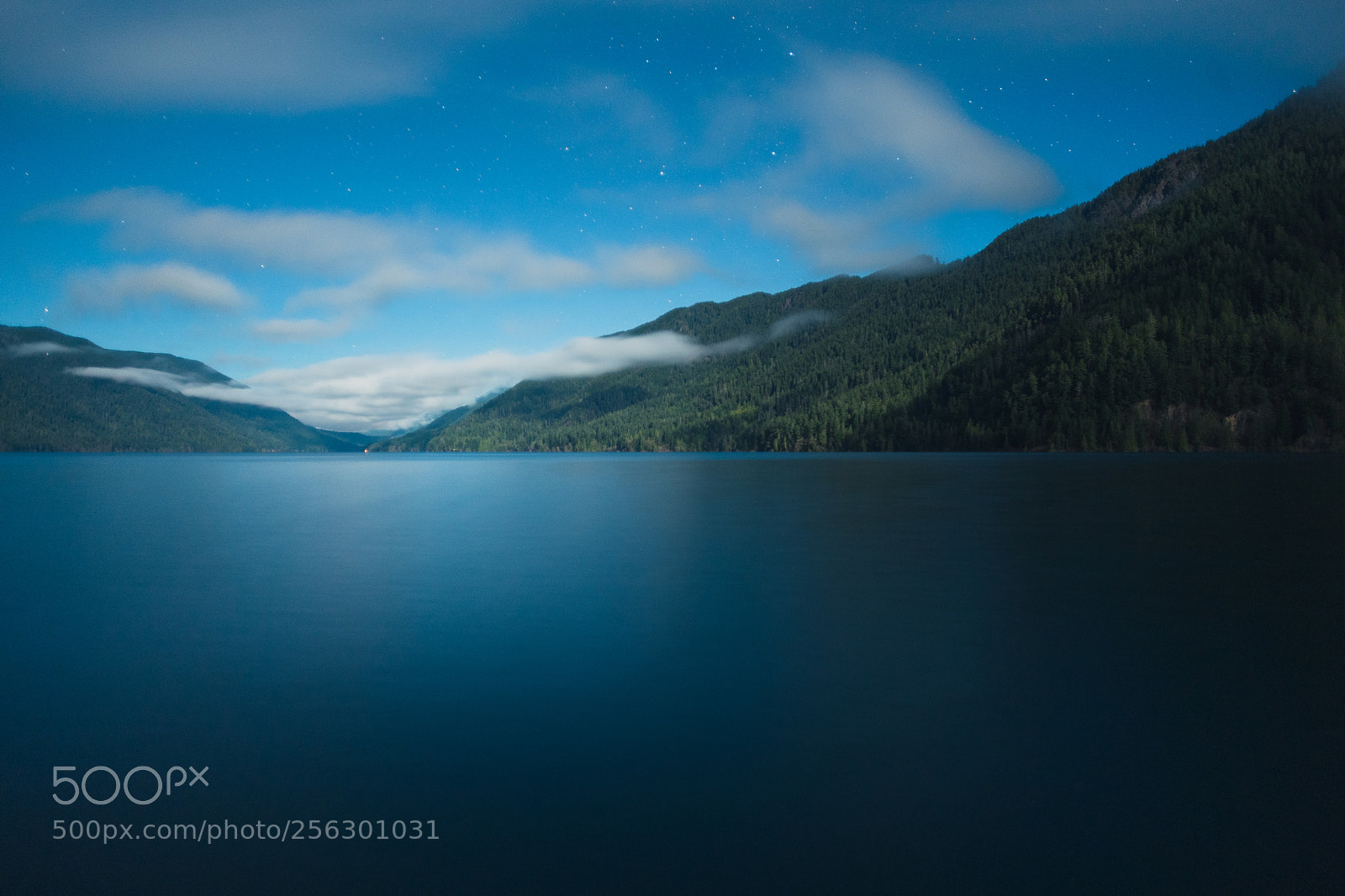 Sony a7 sample photo. Lake crescent in moonlight photography