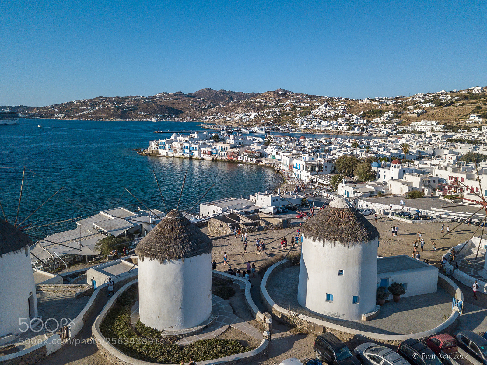 DJI FC220 sample photo. Mykonos windmills photography