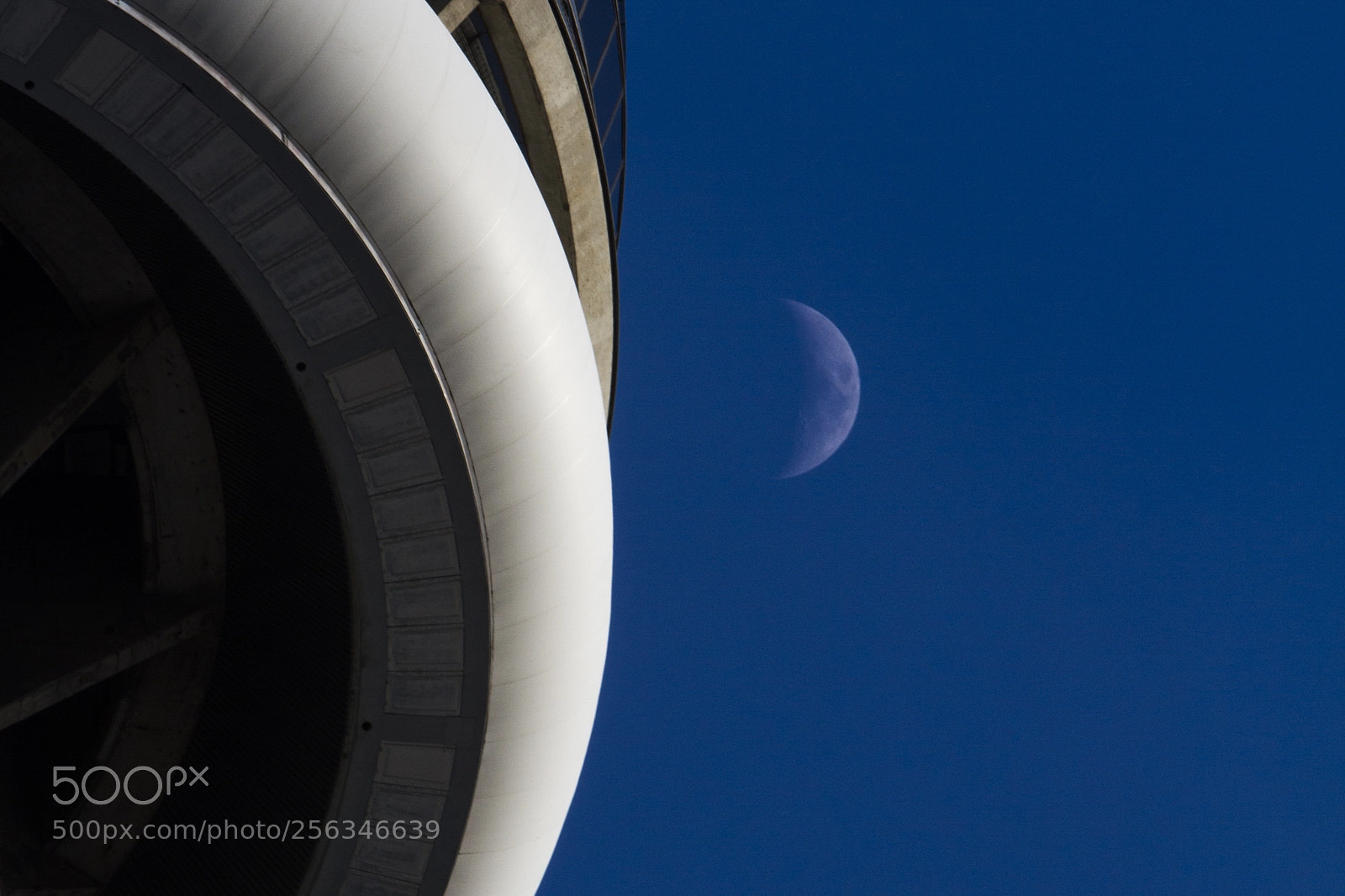 Canon EOS 7D sample photo. Cn tower with moon photography