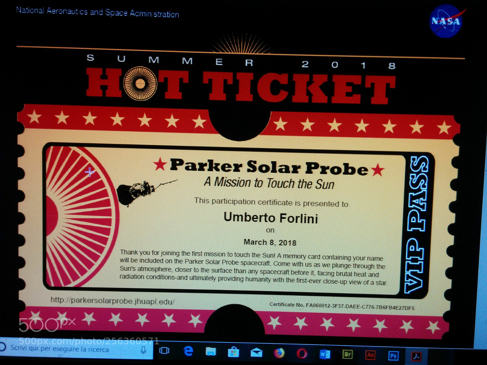 LG Nexus 5 sample photo. Parker solar probe photography