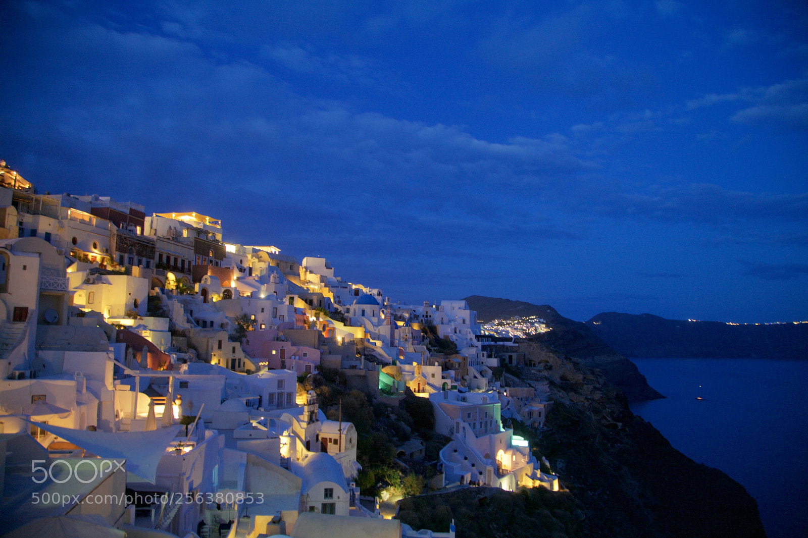Canon EOS 5D Mark II sample photo. Lights of santorini photography