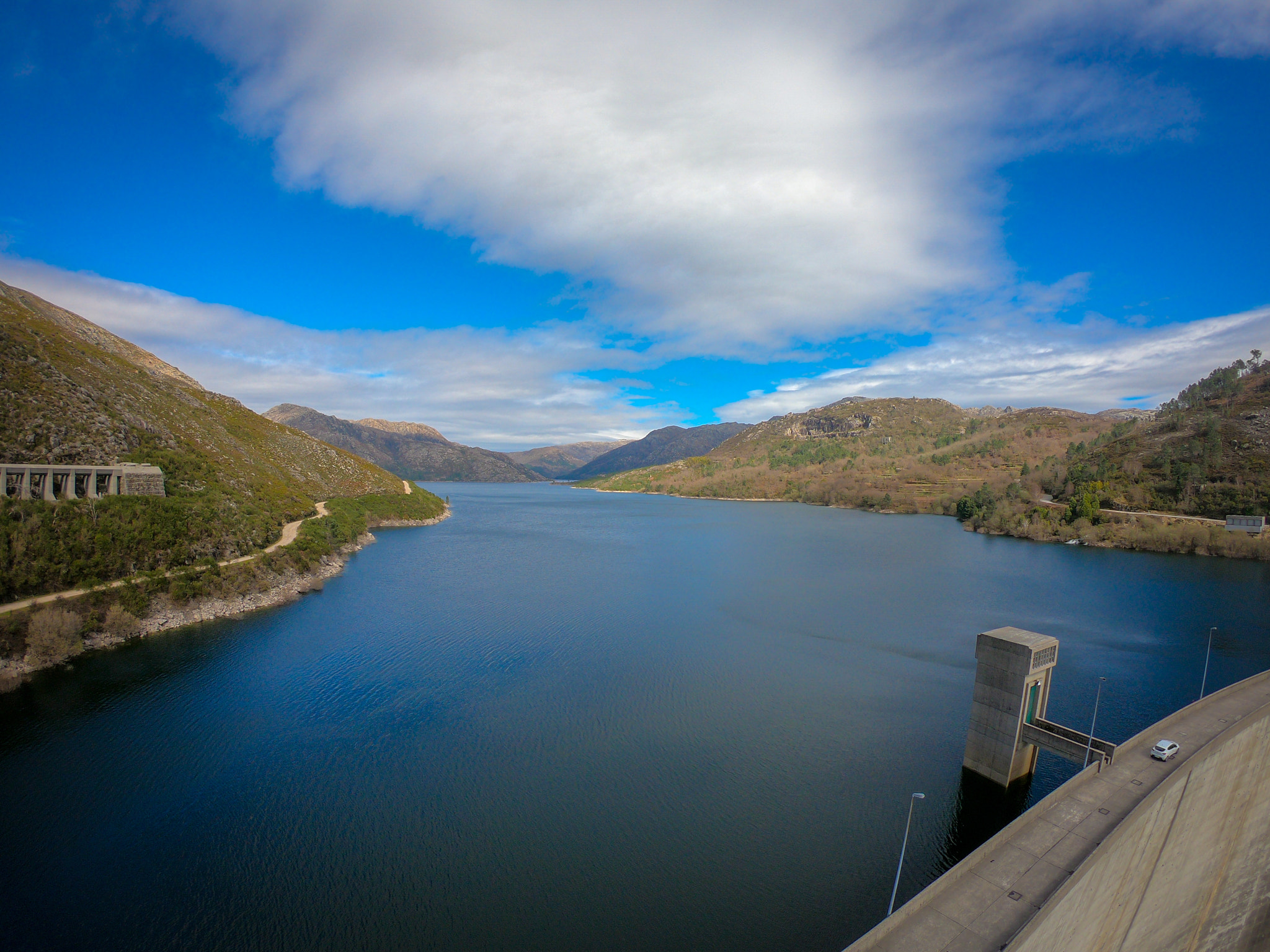 GoPro Hero6 Black sample photo. River stopped by a dam photography