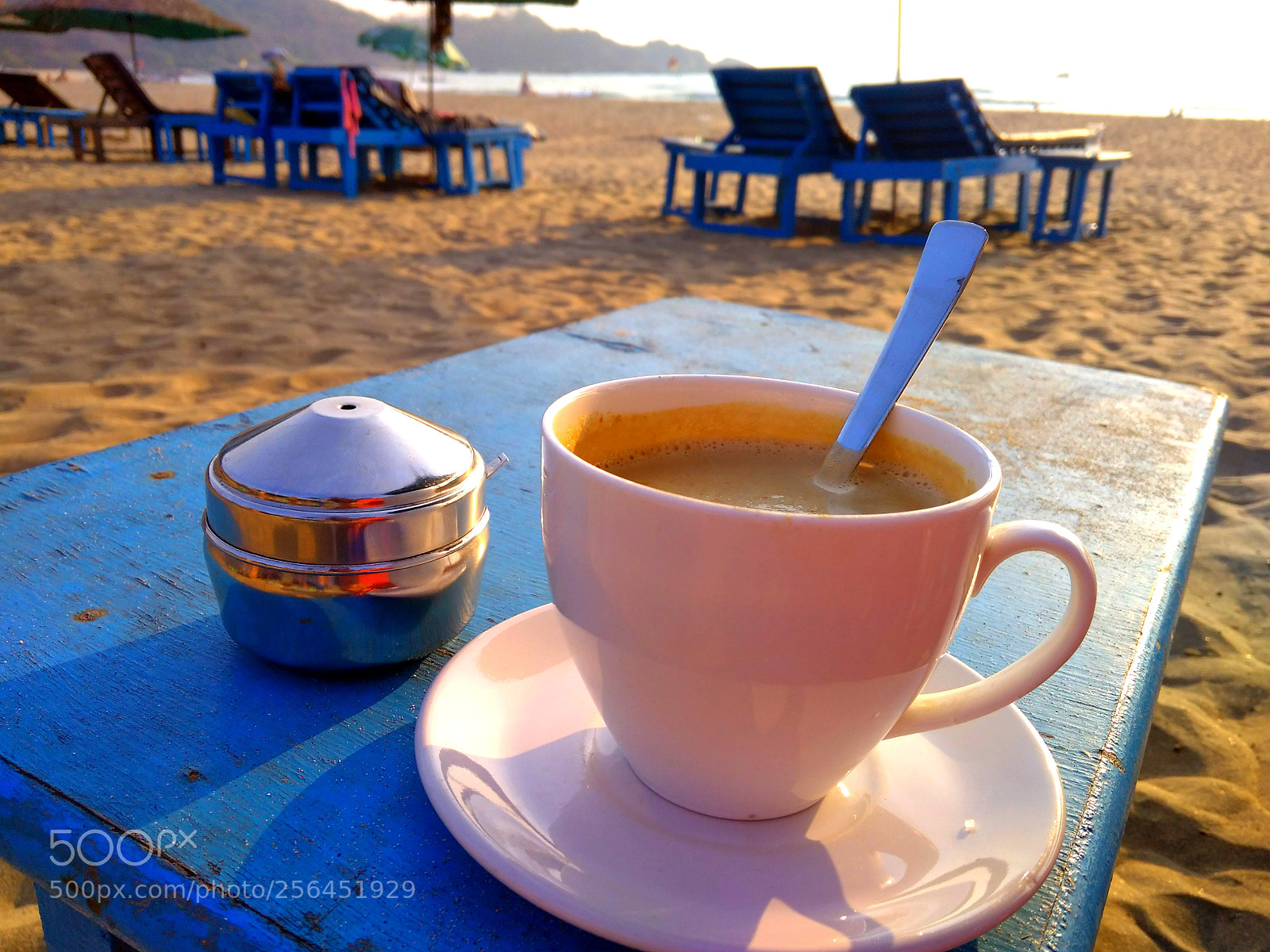 Xiaomi Redmi 4A sample photo. Coffee cup on blue photography