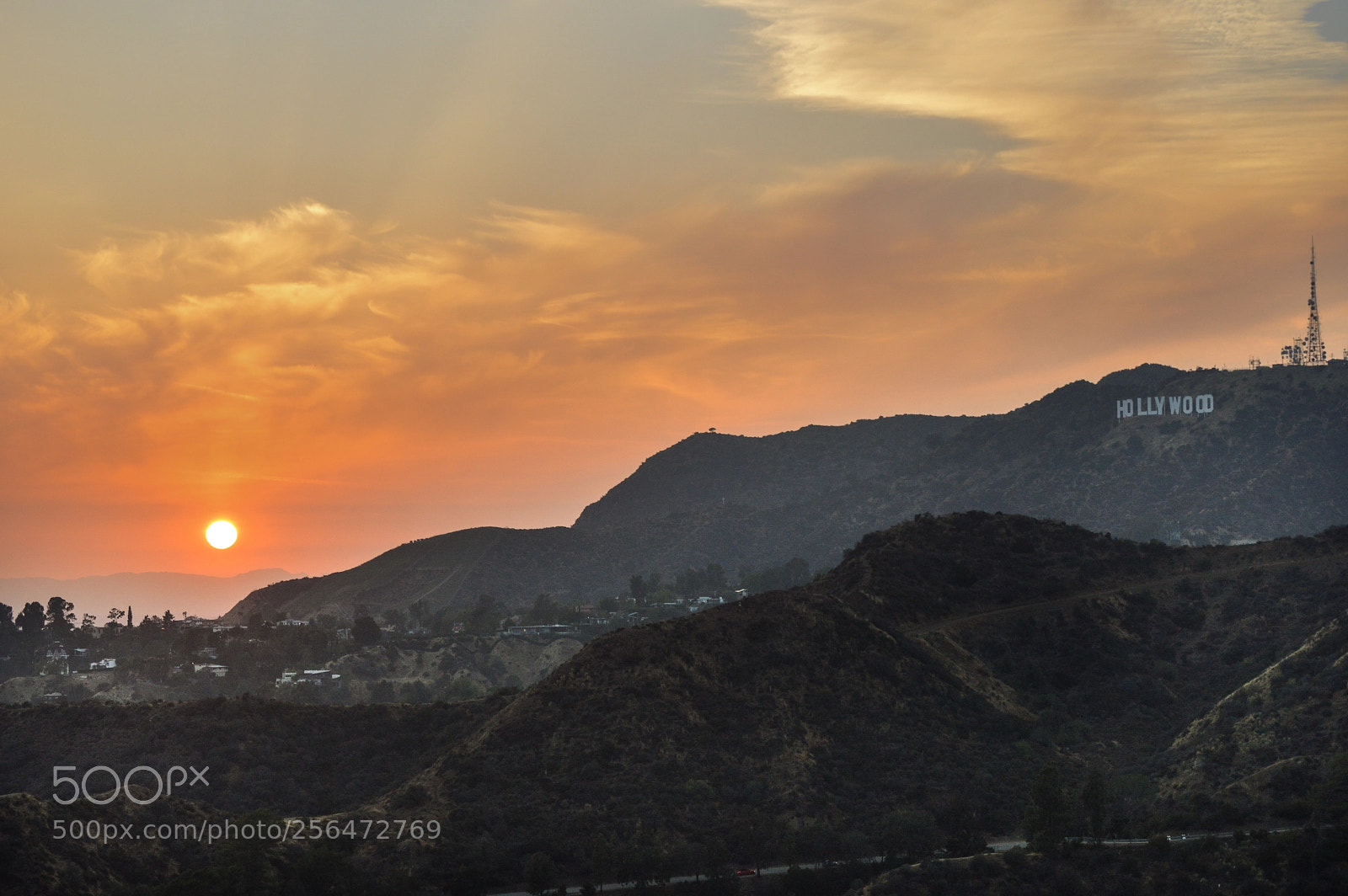 Nikon D3200 sample photo. Sunset over hollywod sign photography