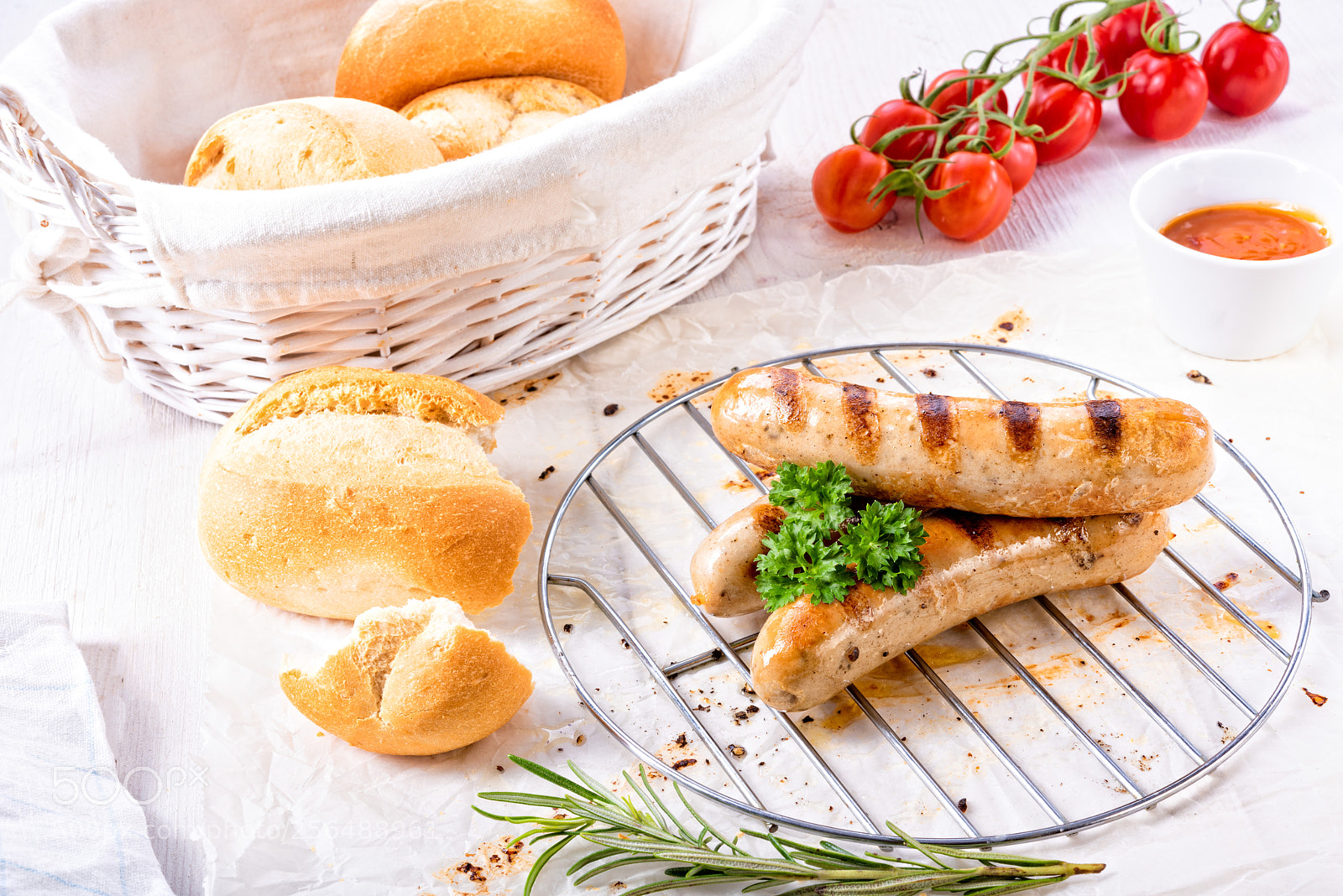 Nikon D810 sample photo. Delicious bratwurst with ketchup photography