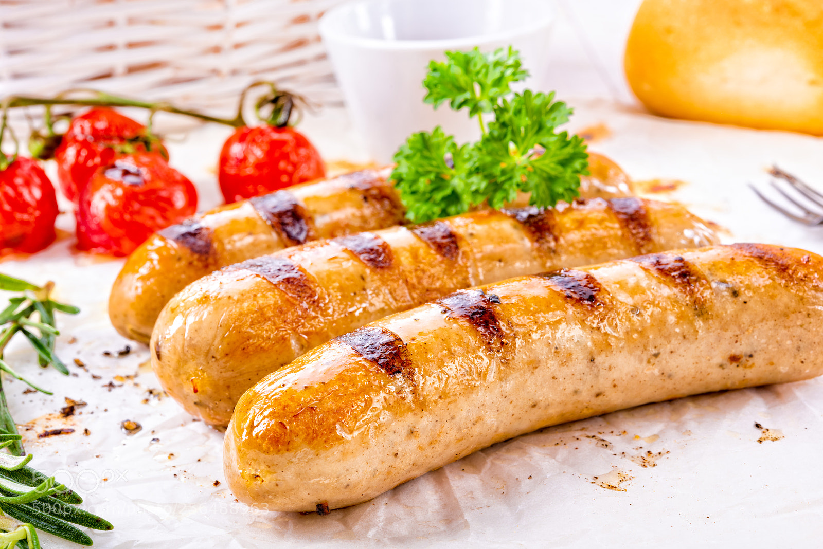 Nikon D810 sample photo. Delicious bratwurst with ketchup photography