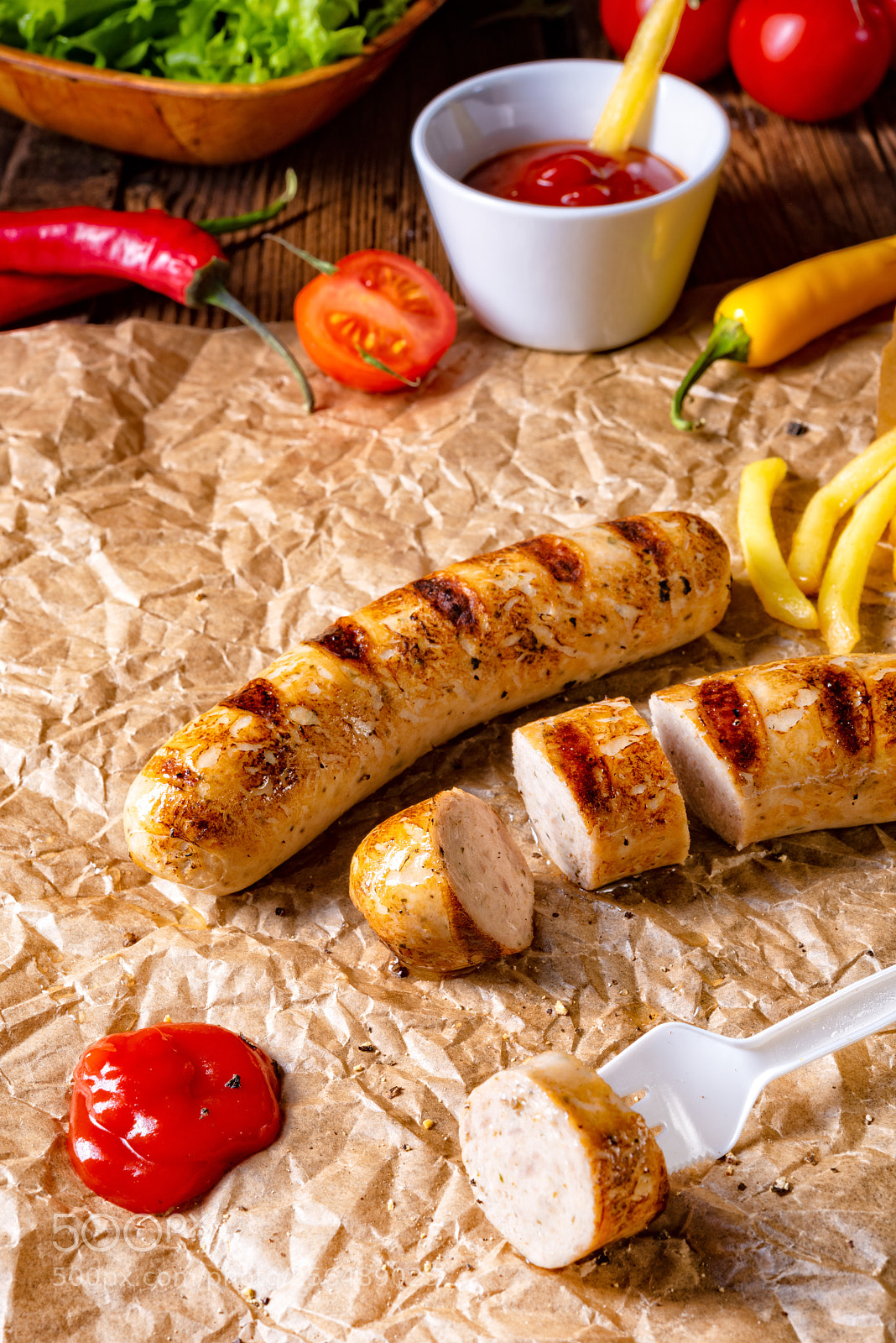 Nikon D810 sample photo. Rustic bratwurst with pommes photography
