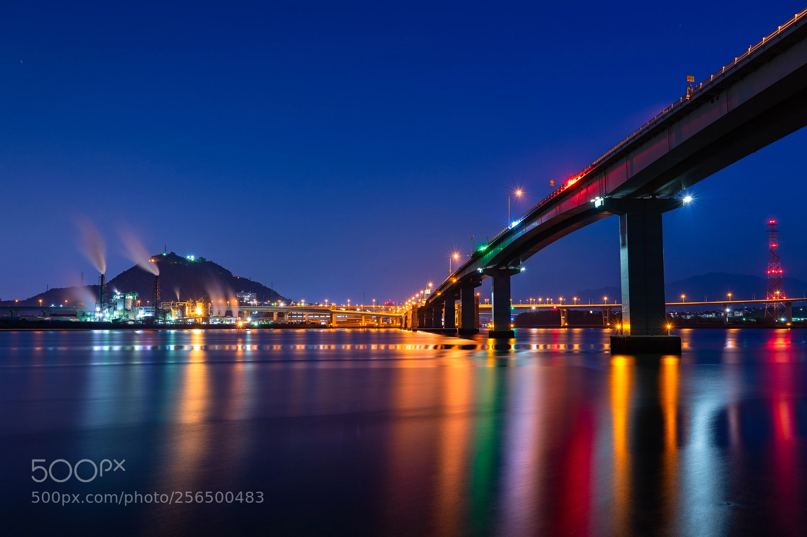 Sony a7 II sample photo. Night view of hiroshima photography