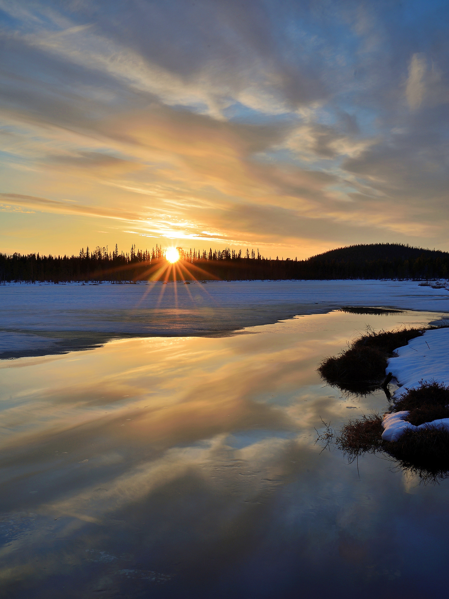 Nikon D610 + Tamron SP 35mm F1.8 Di VC USD sample photo. Sunset lapland spring photography