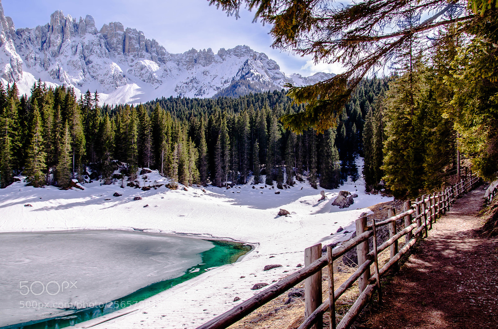 Nikon D5100 sample photo. Frozen carezza lake photography
