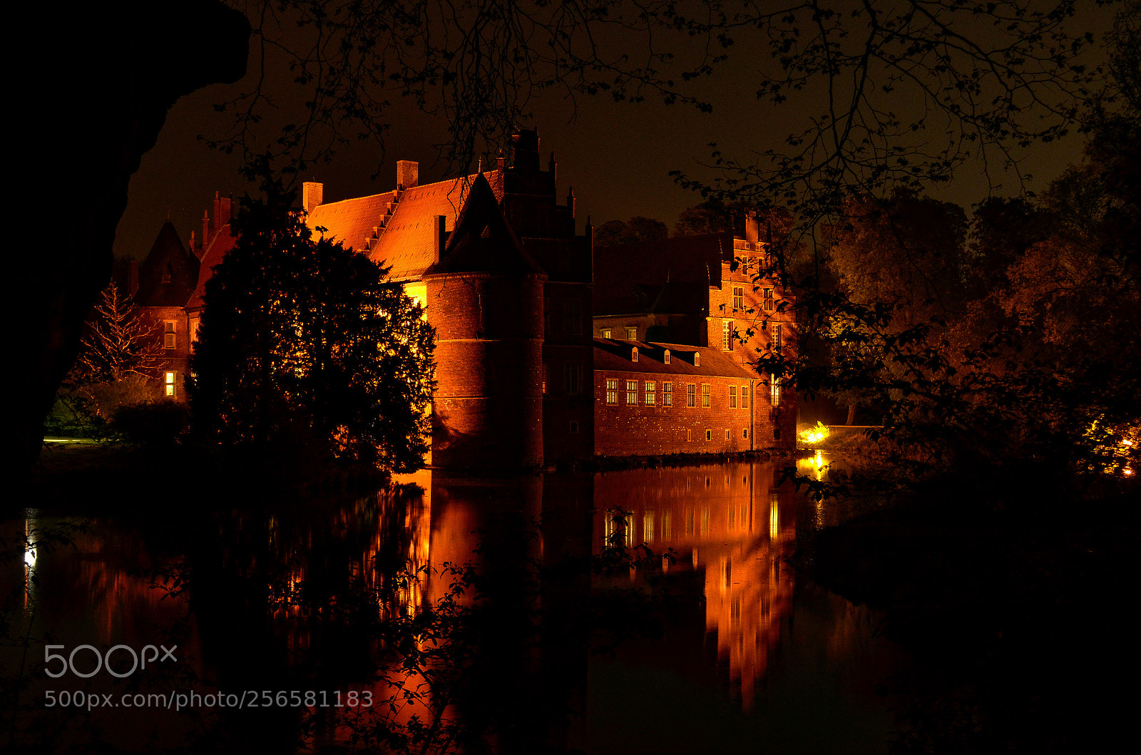 Nikon D5100 sample photo. Watercastle herten by night. photography