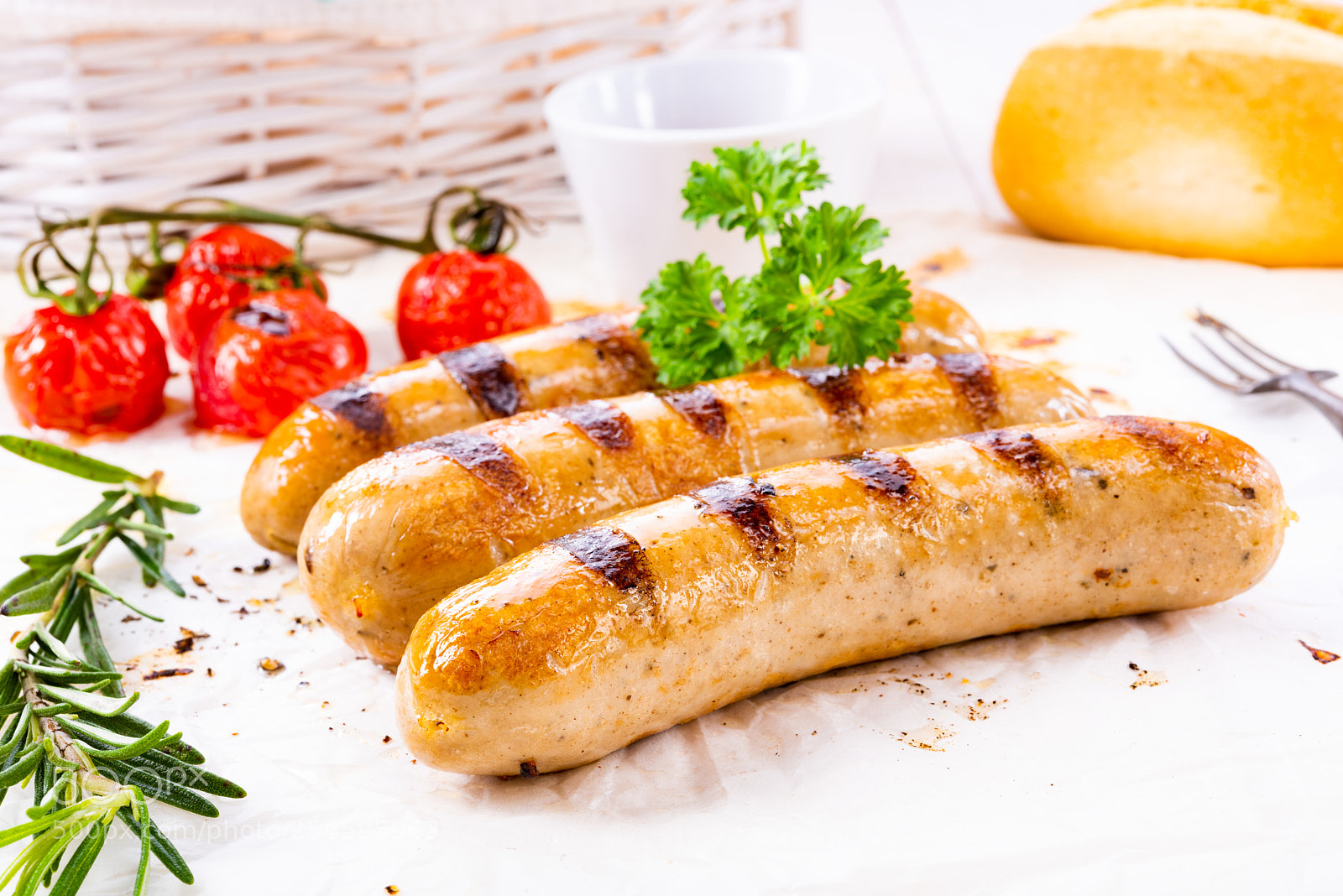 Nikon D810 sample photo. Delicious bratwurst with ketchup photography