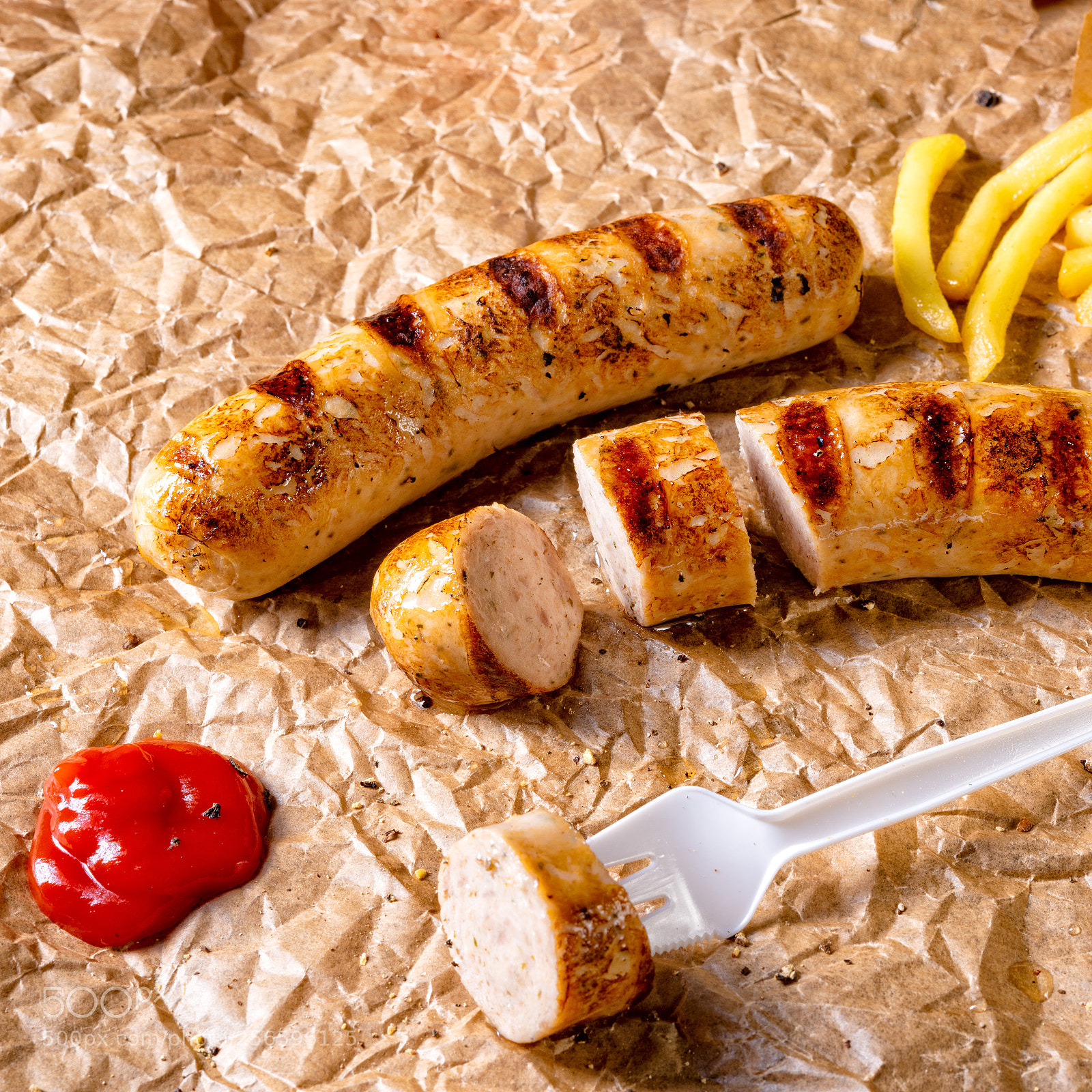 Nikon D810 sample photo. Rustic bratwurst with pommes photography