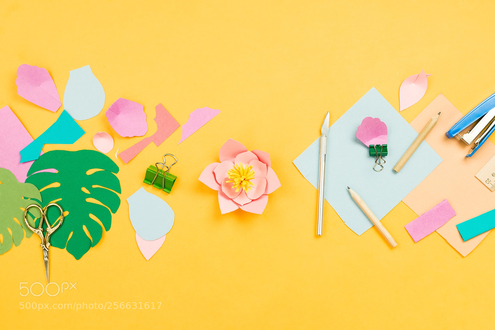 Nikon D610 sample photo. Flatlay with papercraft flowers photography