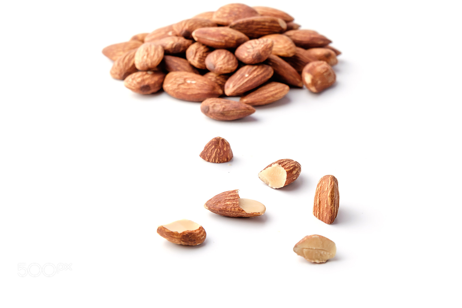 Fujifilm X-T10 sample photo. Almonds on white background photography
