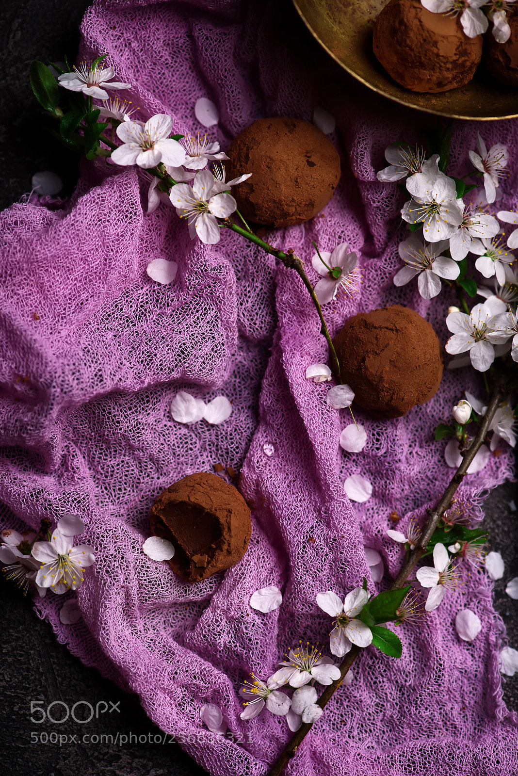 Nikon D610 sample photo. Plum blossom chocolate truffles.style photography