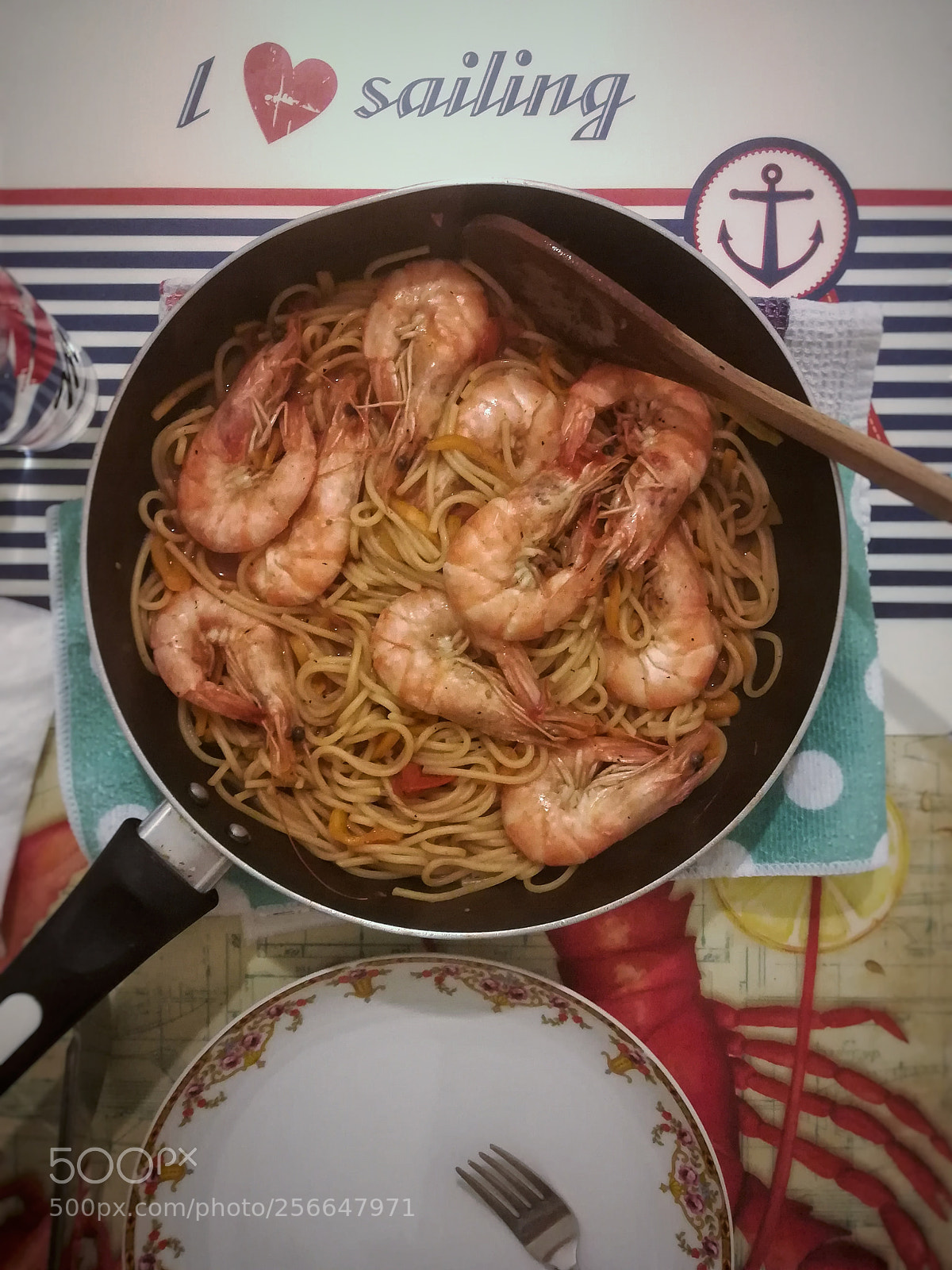 HUAWEI PRA-LX1 sample photo. Shrimp pasta photography