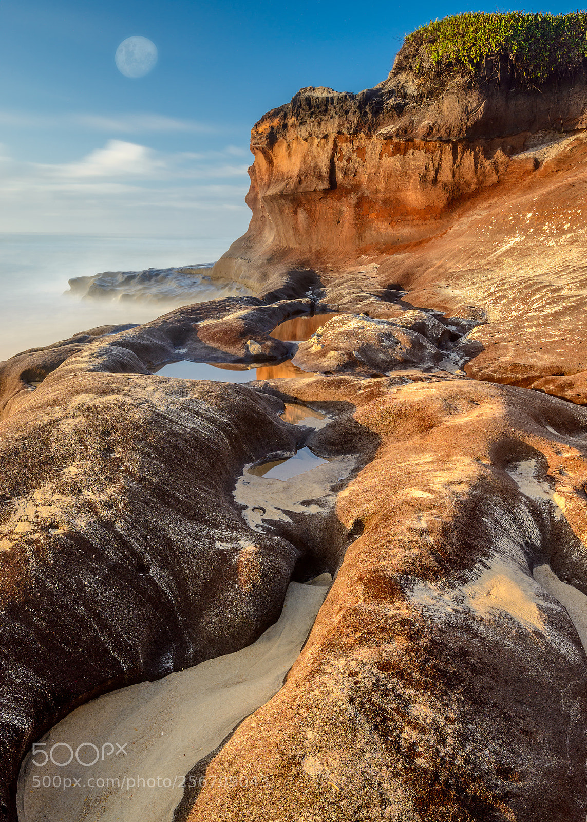 Nikon D800E sample photo. Beachscape with a moon photography