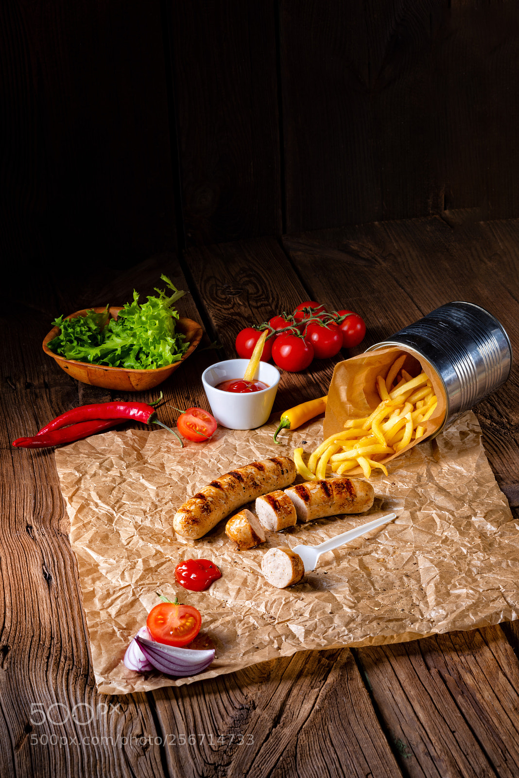 Nikon D810 sample photo. Rustic bratwurst with pommes photography