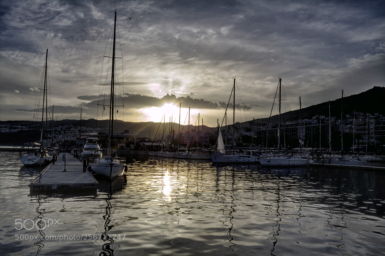 Canon EOS 50D sample photo. Sunset at kavala's port photography