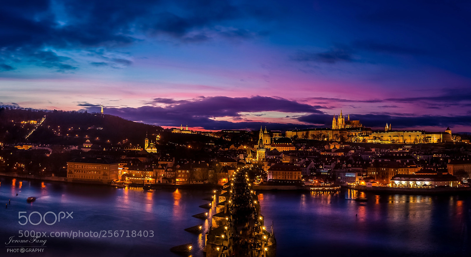 Sony a7 sample photo. Blue hour over prague photography