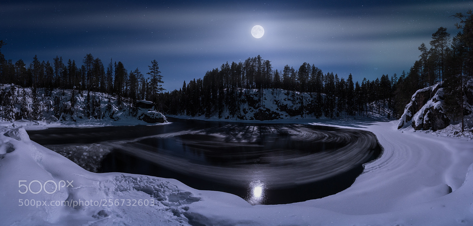 Nikon D810 sample photo. River kitkajoki in moonlight photography
