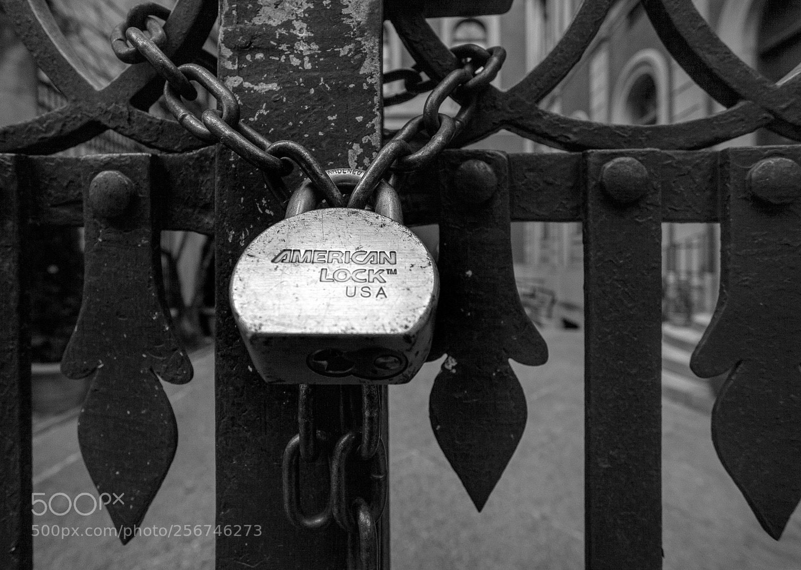 Canon EOS 5D Mark II sample photo. Padlock on gate photography