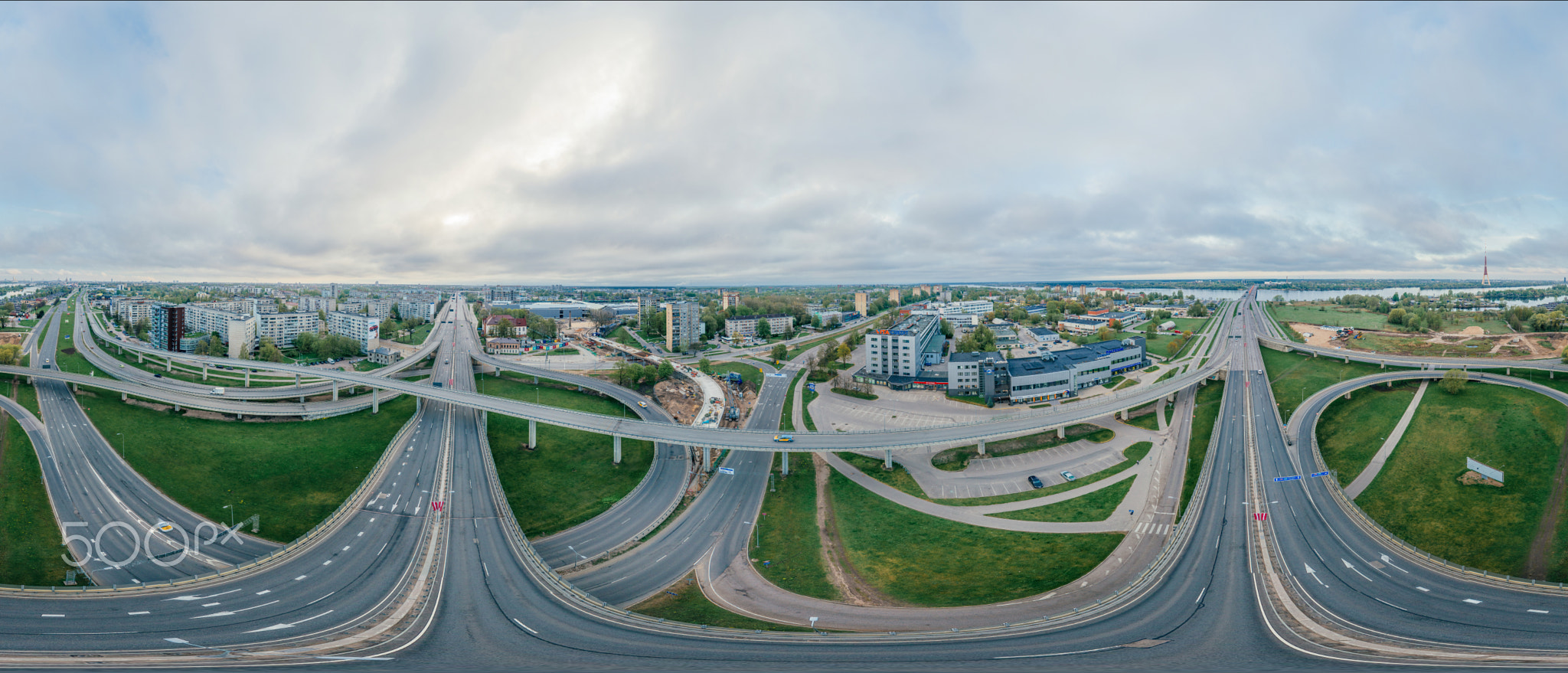 Summer Riga city 360 VR Drone picture for Virtual reality, Drone Panorama