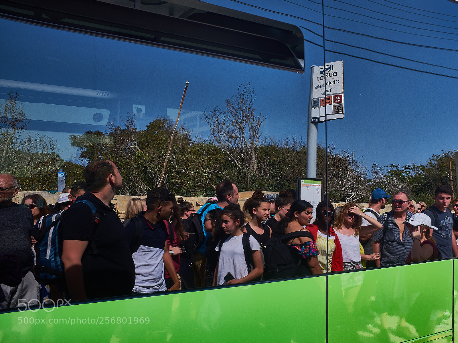 Fujifilm X100F sample photo. Cirkewwa bus reflections photography