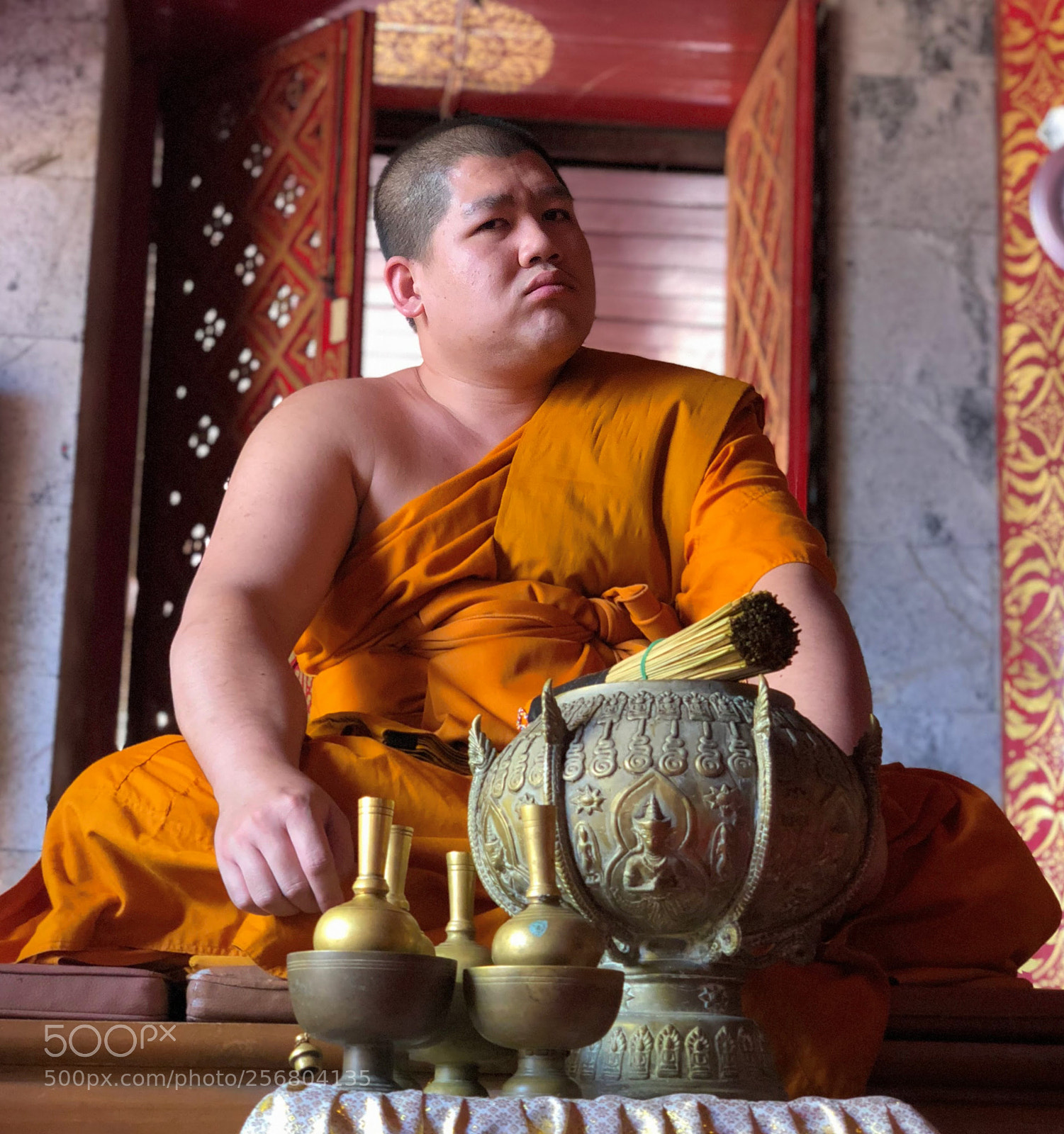 Apple iPhone X sample photo. Buddhist monk posing for photography