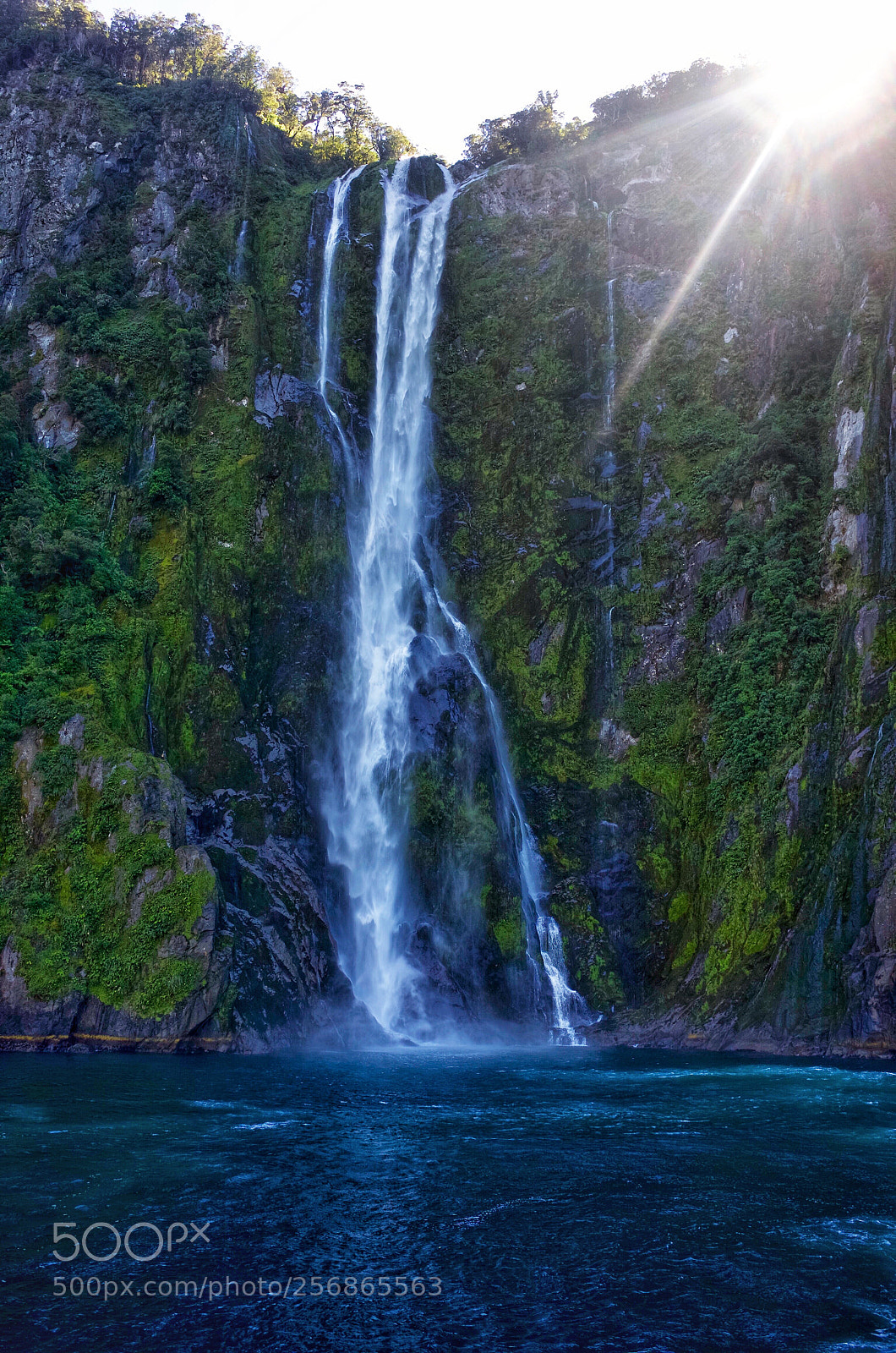 Ricoh GR II sample photo. Waterfall in milford sound photography