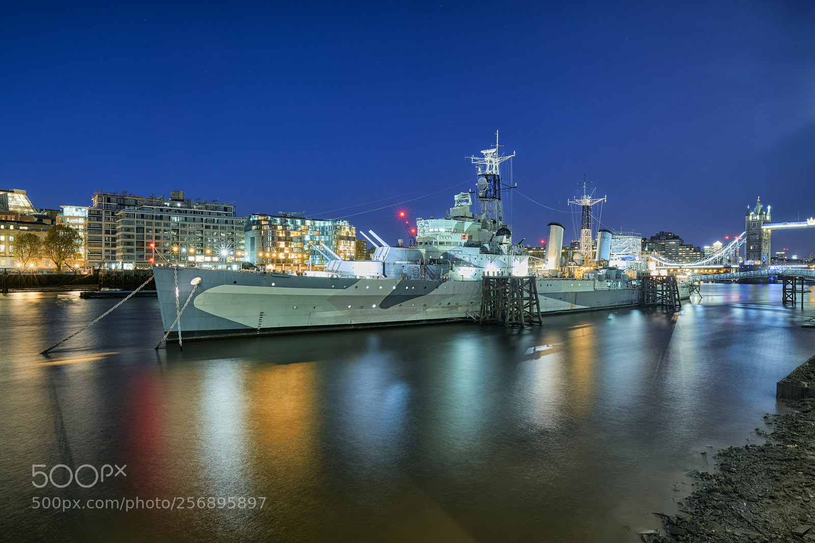 Sony a7R II sample photo. Hms belfast at dusk photography