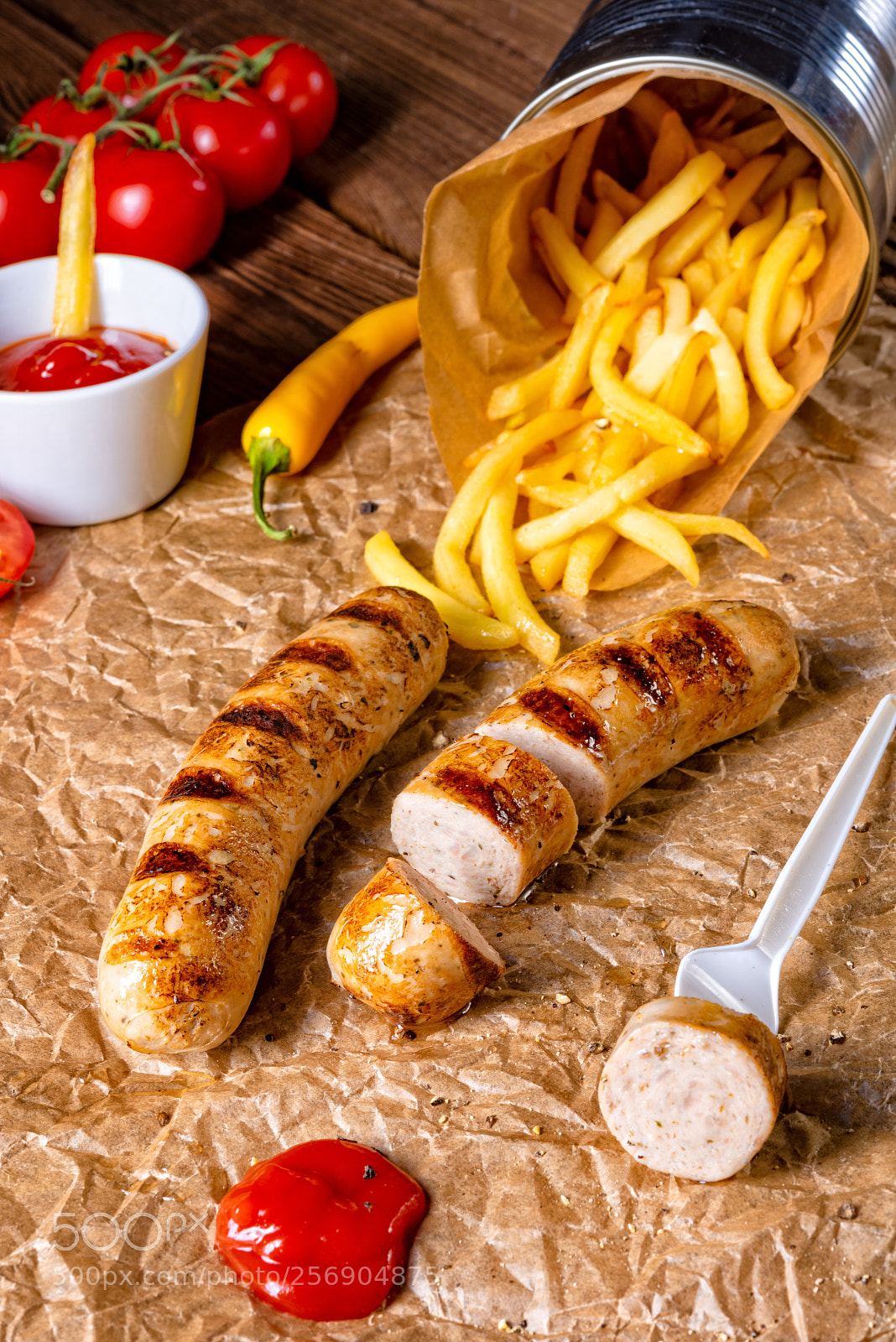 Nikon D810 sample photo. Rustic bratwurst with pommes photography