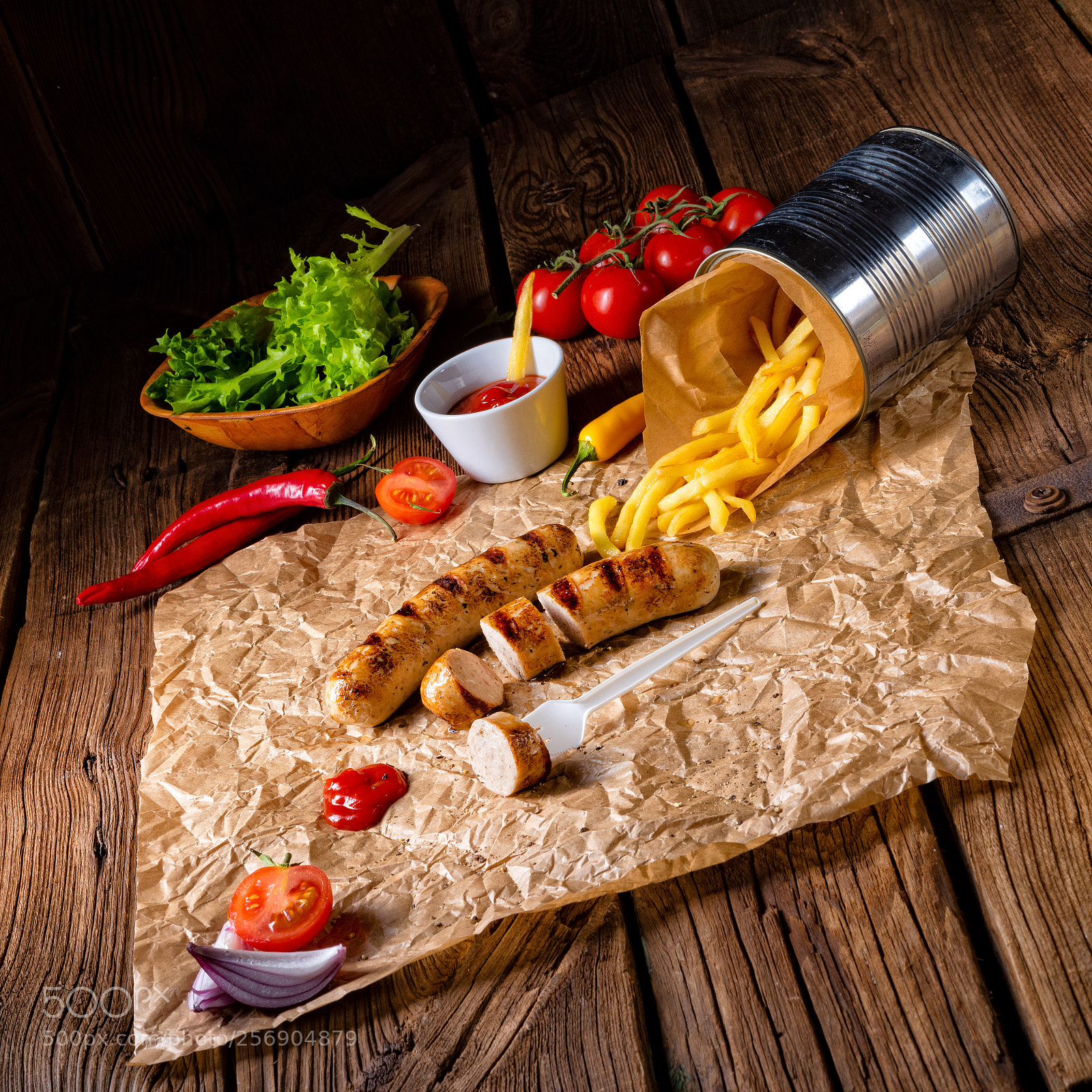 Nikon D810 sample photo. Rustic bratwurst with pommes photography
