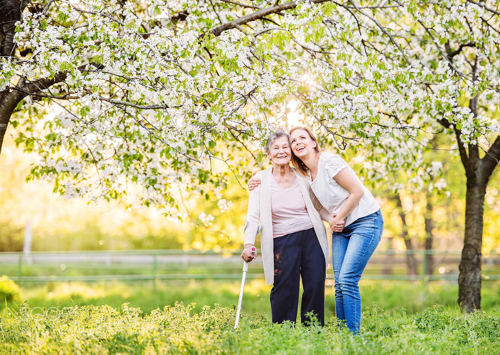 Nikon D5 sample photo. Elderly grandmother with crutch photography